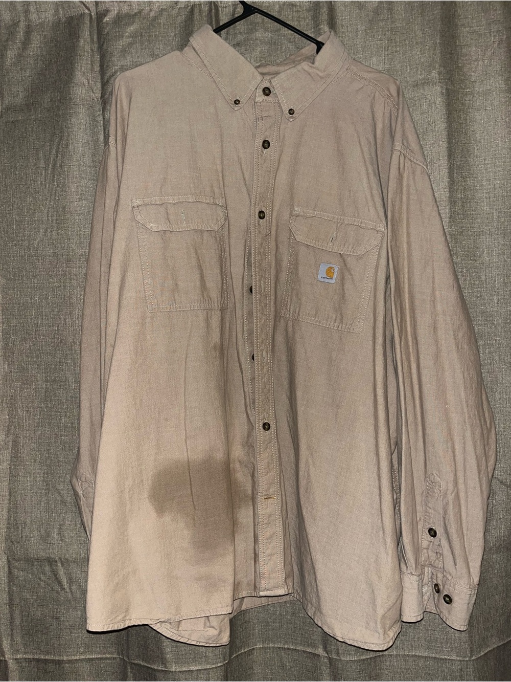 Carhartt Men’s Light Beige Button-Down Work Shirt